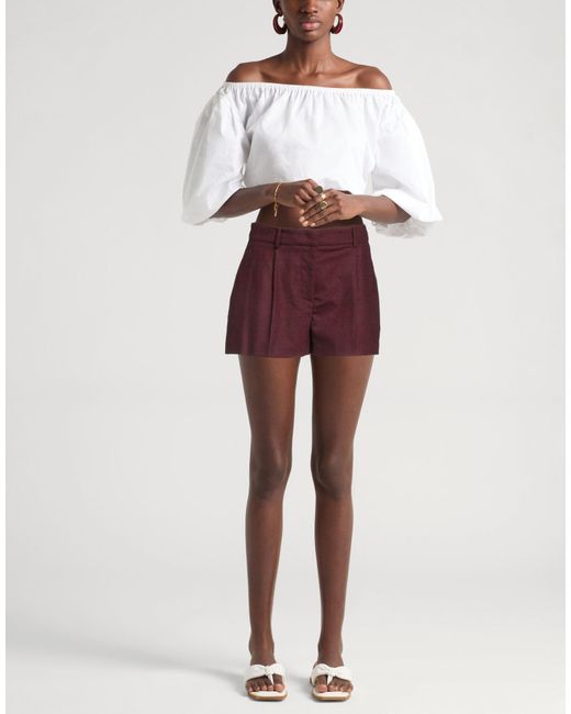 Pinko Red Burgundy Shorts & Bermuda Shorts Polyester, Acrylic, Wool, Viscose, Elastane