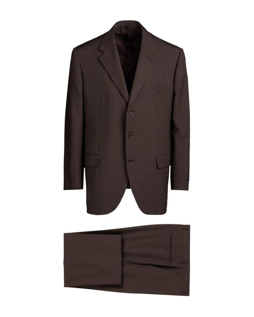 Burberry Brown Dark Suit Wool, Silk for men