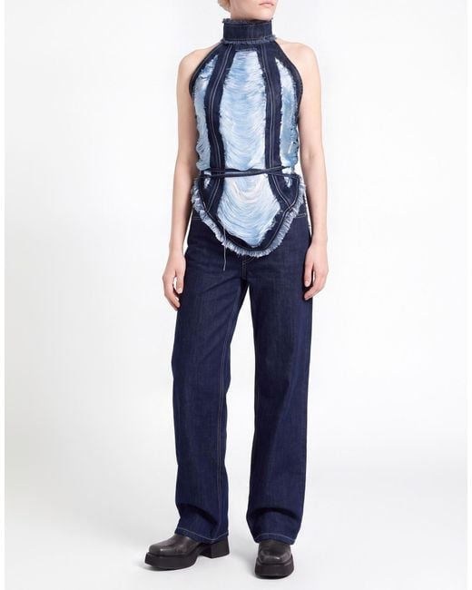 Off-White c/o Virgil Abloh Blue Top Cotton, Polyester