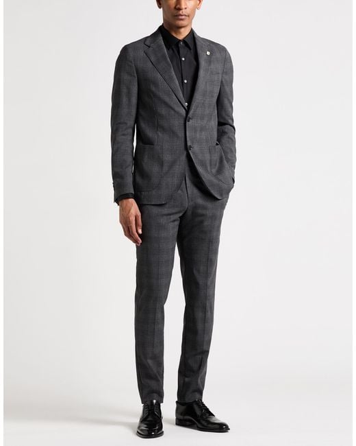 Lardini Gray Charcoal Suit Wool, Polyester, Elastane for men