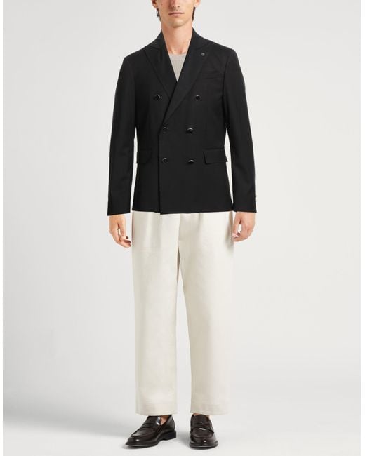 Officina 36 Black Blazer Polyester, Viscose, Wool, Elastane for men