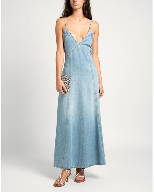 Chloé Blue Maxi Dress Cotton, Linen, Polyester