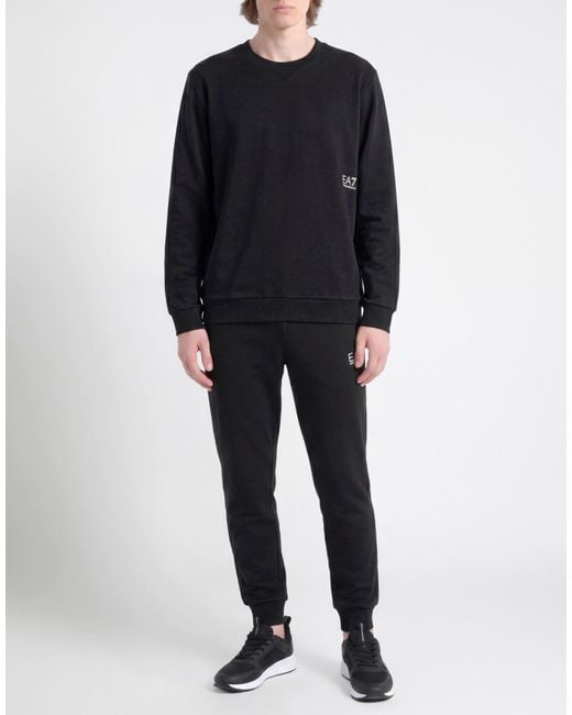 EA7 Black Sweatshirt Cotton, Elastane for men