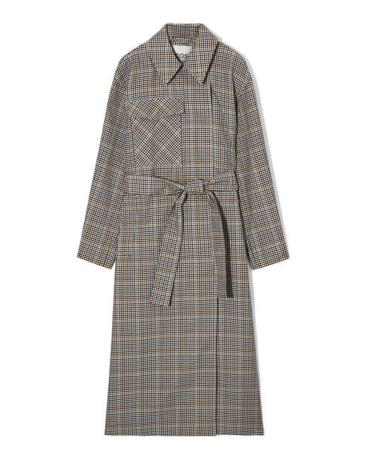 COS Gray Checked Utility Trench Coat