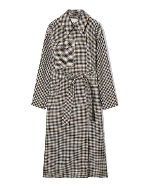 COS Gray Checked Utility Trench Coat