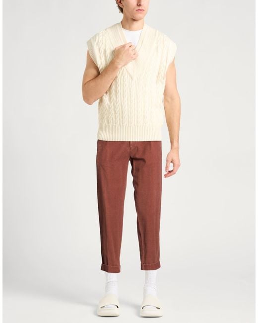 Berwich Red Tan Pants Cotton, Elastane for men