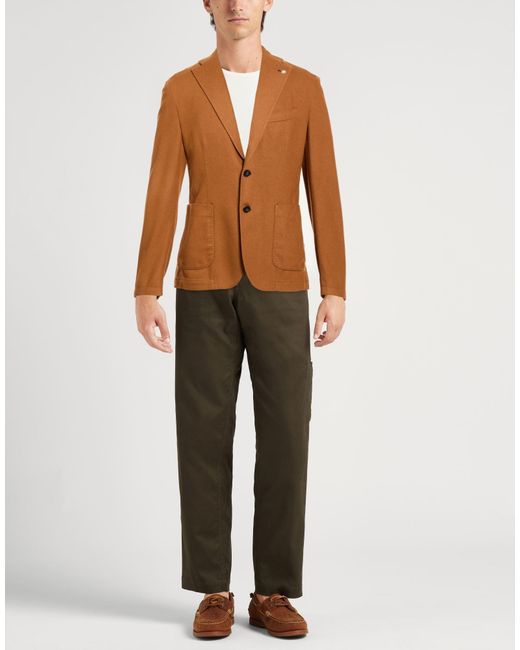 Manuel Ritz Brown Camel Blazer Virgin Wool, Polyamide, Elastane for men