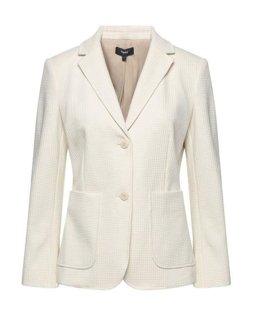 Theory Cotton Suit Jacket in Ivory (White) Lyst