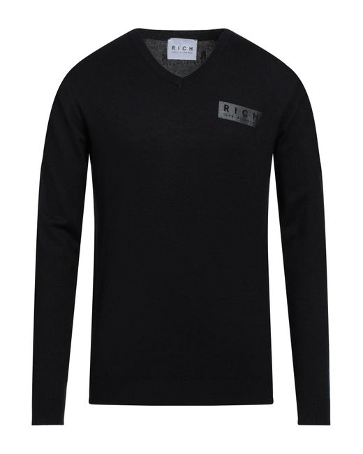 Rich Black Sweater Viscose, Nylon for men