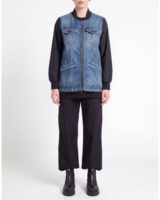 Moorer Blue Denim Outerwear Polyester, Viscose
