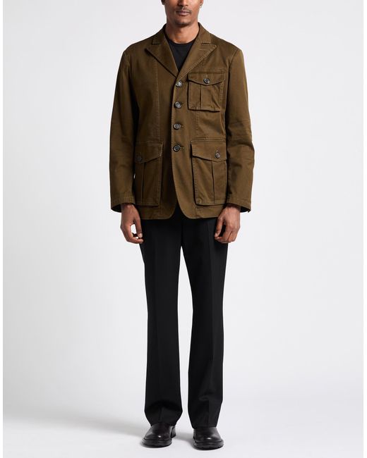 DSquared² Brown Military Jacket Cotton, Elastane for men
