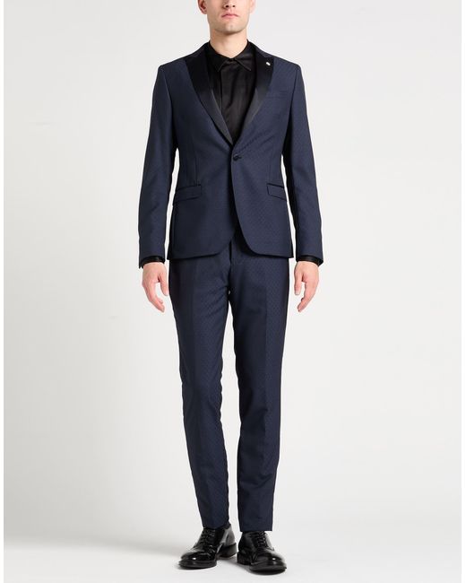 Manuel Ritz Blue Evening Suit Polyester, Wool for men