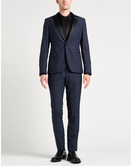 Manuel Ritz Blue Evening Suit Polyester, Wool for men