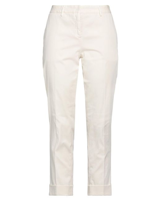 Boglioli White Cream Pants Cotton, Elastane