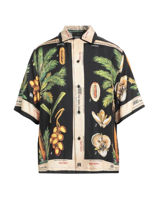 Amiri Green Floral Silk Camp Shirt for men