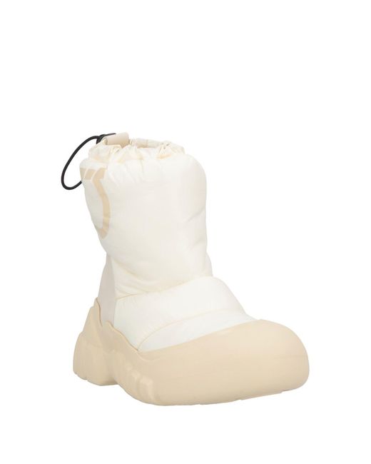 Ferragamo White Ivory Ankle Boots Leather, Textile Fibers