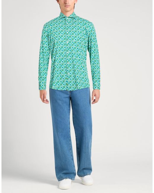 Daniele Alessandrini Blue Emerald Shirt Cotton for men