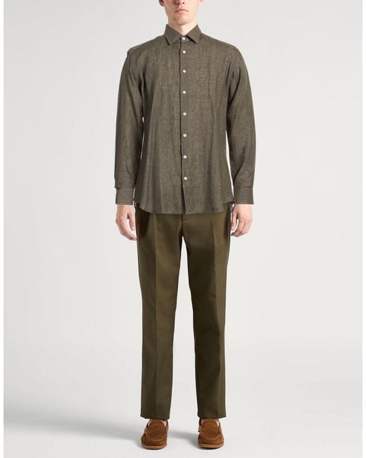 Tombolini Green Lead Shirt Linen for men
