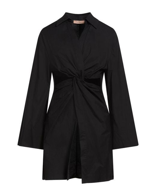 Twinset Black Mini Dress Cotton, Elastane