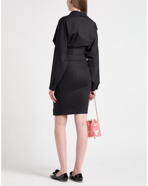 Philosophy Di Lorenzo Serafini Black Midi Dress Polyester, Wool, Elastane