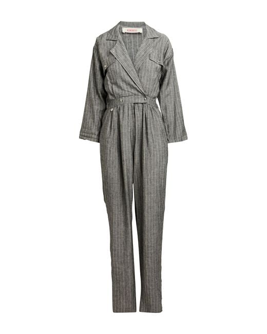 Kontatto Gray Jumpsuit Viscose, Linen