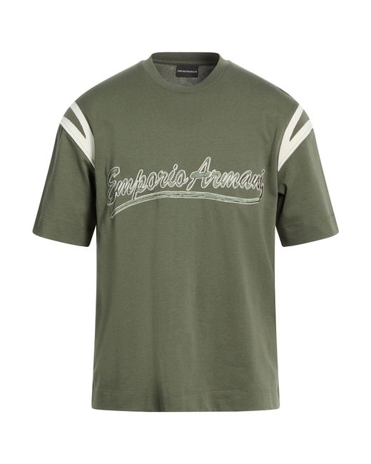 Emporio Armani Green Military T-Shirt Cotton for men