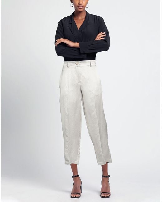 SOLOTRE White Pants Linen, Viscose