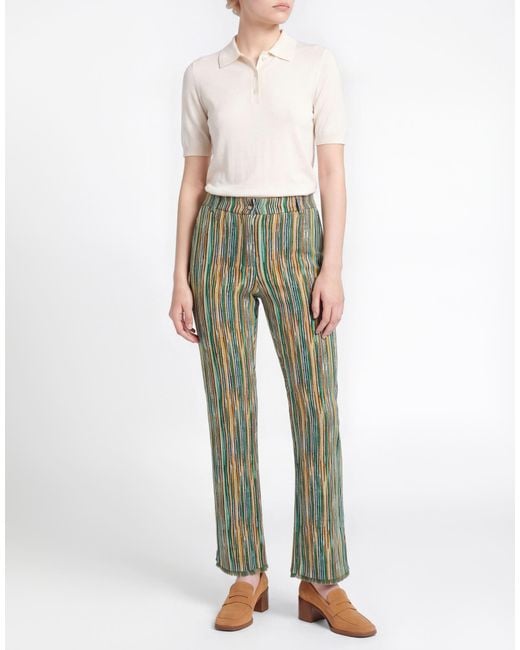Suoli Green Pants Viscose, Polyester, Elastane