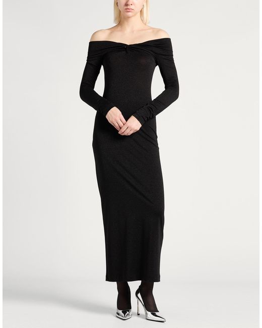 Ottod'Ame Black Midi Dress Viscose, Polyester, Polyamide, Elastane