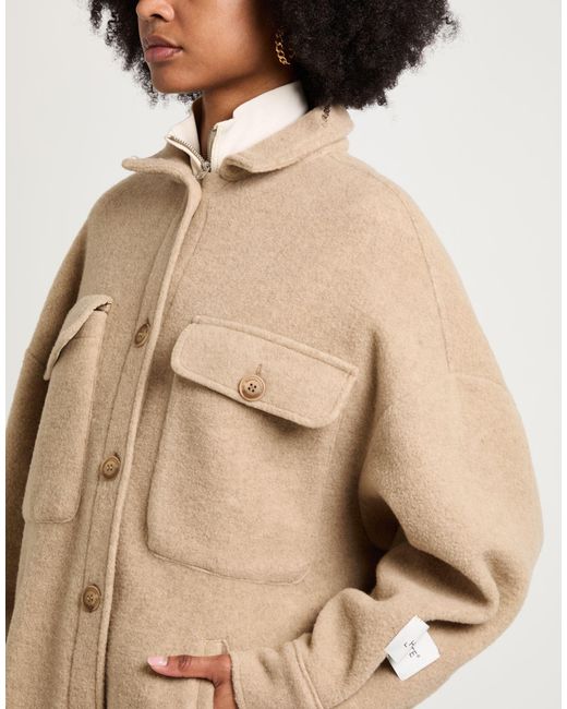 hinnominate Natural Coat Polyester, Virgin Wool