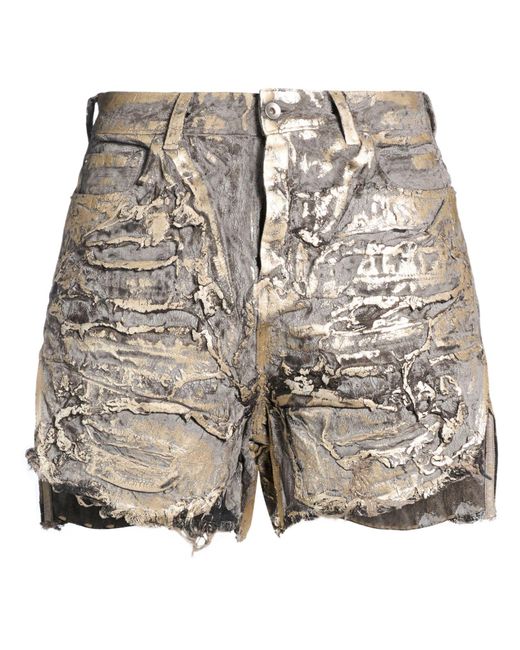 Rick Owens Gray Denim Shorts Cotton, Elastomultiester, Natural Rubber