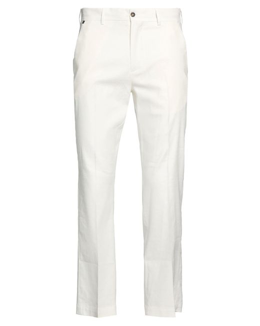 Messagerie White Ivory Pants Linen, Viscose, Elastane for men