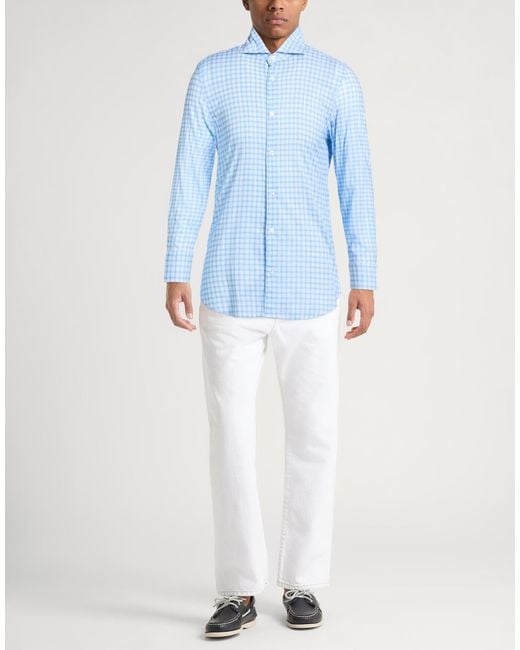 Fedeli Blue Shirt Cotton, Elastane for men