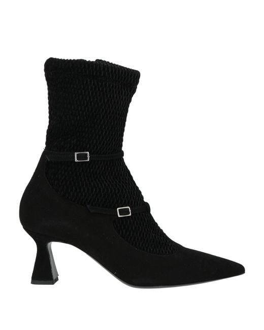 Walter Violet Black Ankle Boots Leather, Textile Fibers