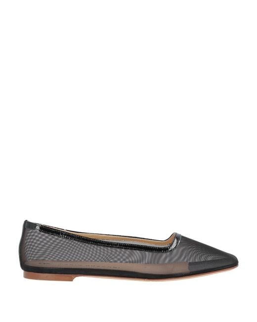 Fabio Rusconi Gray Ballet Flats Leather, Textile Fibers