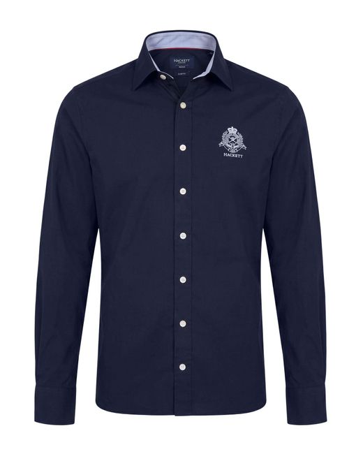 Hackett Blue Shirt Cotton, Elastane for men