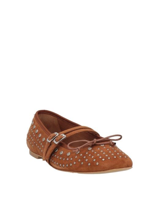Baldinini Brown Ballet Flats Leather