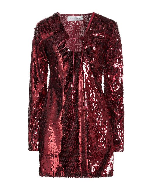Haveone Red Burgundy Mini Dress Polyester, Synthetic Fibers