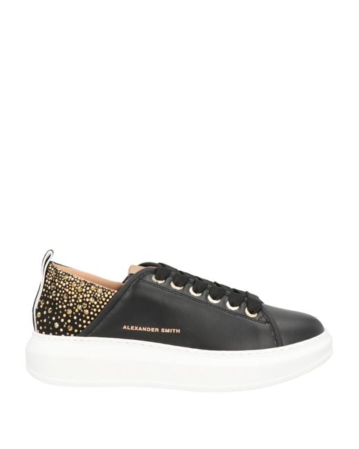 Alexander Smith Black Sneakers Leather, Textile Fibers