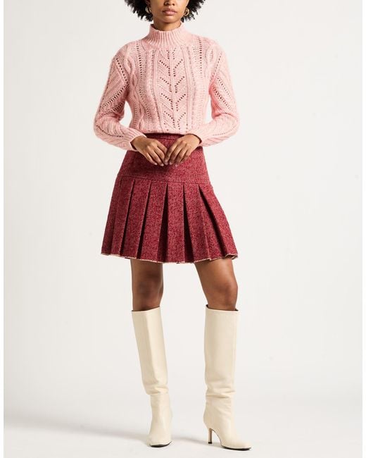 Agnona Pink Turtleneck Cashmere, Wool, Metallic Fiber
