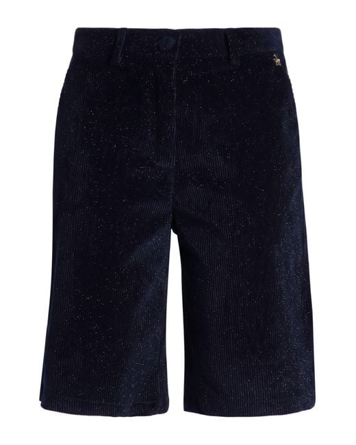 Souvenir Clubbing Blue Midnight Shorts & Bermuda Shorts Cotton, Viscose, Polyamide, Elastane