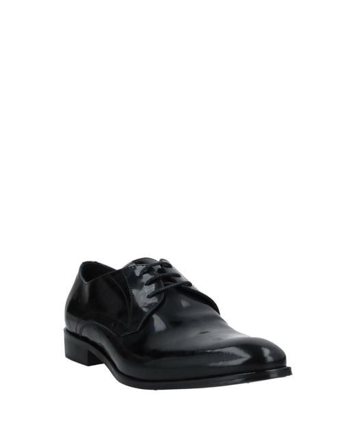 F.LLI CESETTI Black Lace-Up Shoes Soft Leather for men