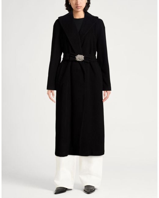 La Petite Robe Di Chiara Boni Black Coat Virgin Wool, Polyamide, Cashmere