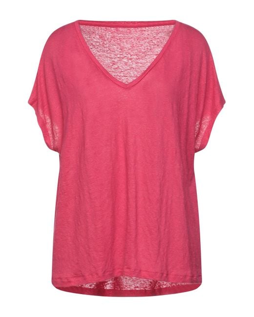 Majestic Filatures Pink Fuchsia T-Shirt Linen, Cotton