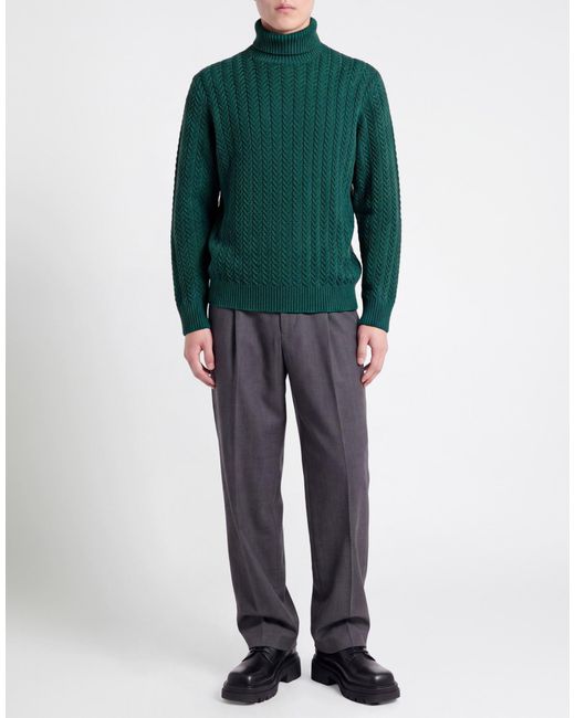 Incotex Green Turtleneck Virgin Wool for men