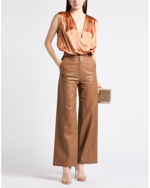 Pinko Red Rust Bodysuit Silk, Elastane, Polyamide