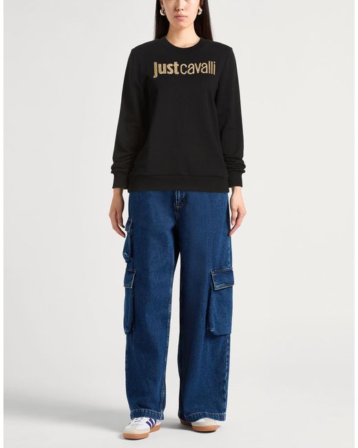 Just Cavalli Black Sweatshirt Cotton
