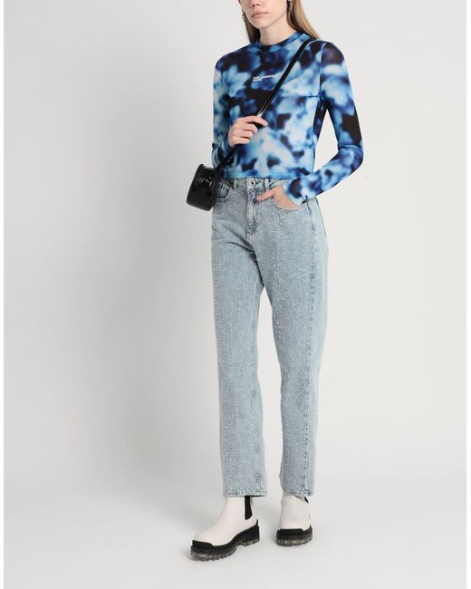 Karl Lagerfeld Blue Klj Hr Straight Boucle Denim Jeans Organic Cotton