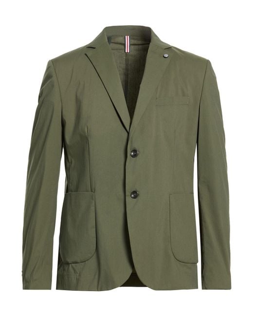 ANDREA DES HOMME Green Military Blazer Cotton, Nylon, Elastane for men