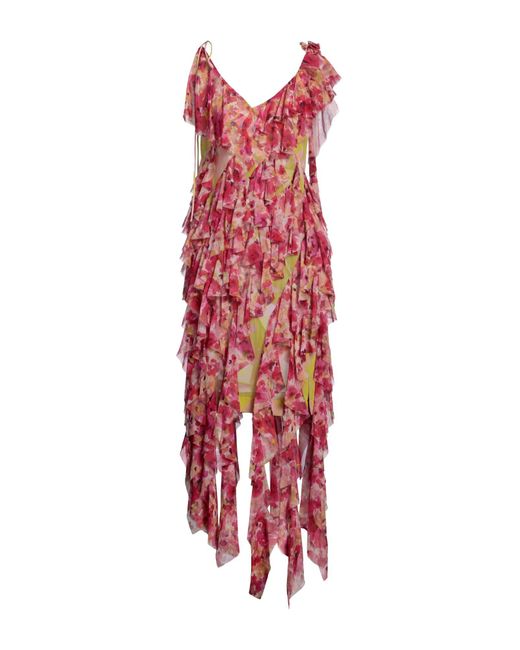 Dries Van Noten Red Ruffled Floral-print Silk-blend Chiffon Midi Dress